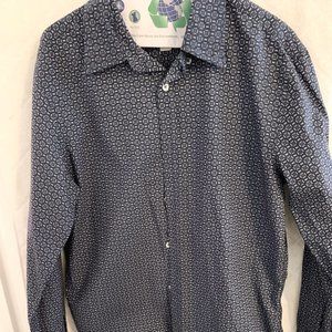 Brooks Brothers Red Fleece 100% cotton navy/gray print men's shirt M